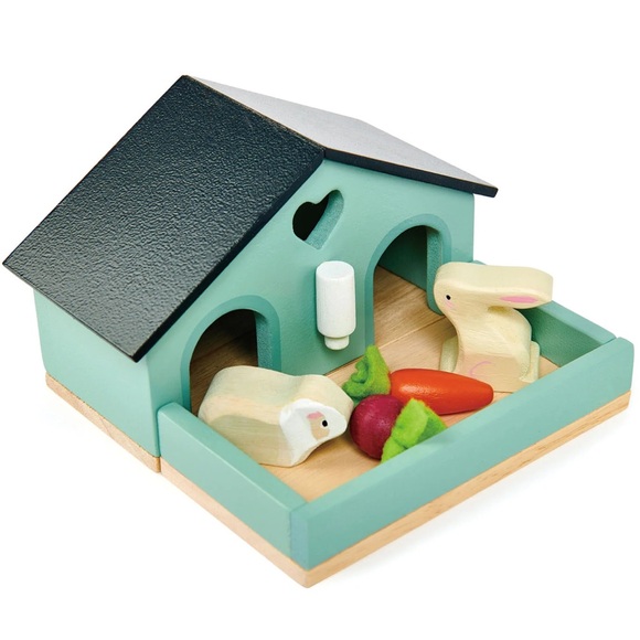 Tender Leaf Toys Wooden Rabbit and Guinea Pig Hutch - Picture 2 of 3